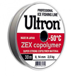 Леска монофильная ULTRON Zex Copolymer 30 м (зимняя) (0,1 мм Прозрачный)