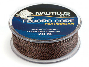 Поводковый материал для ловли карпа NAUTILUS Fluoro Core (20 м / 20 lb Camou Brown)